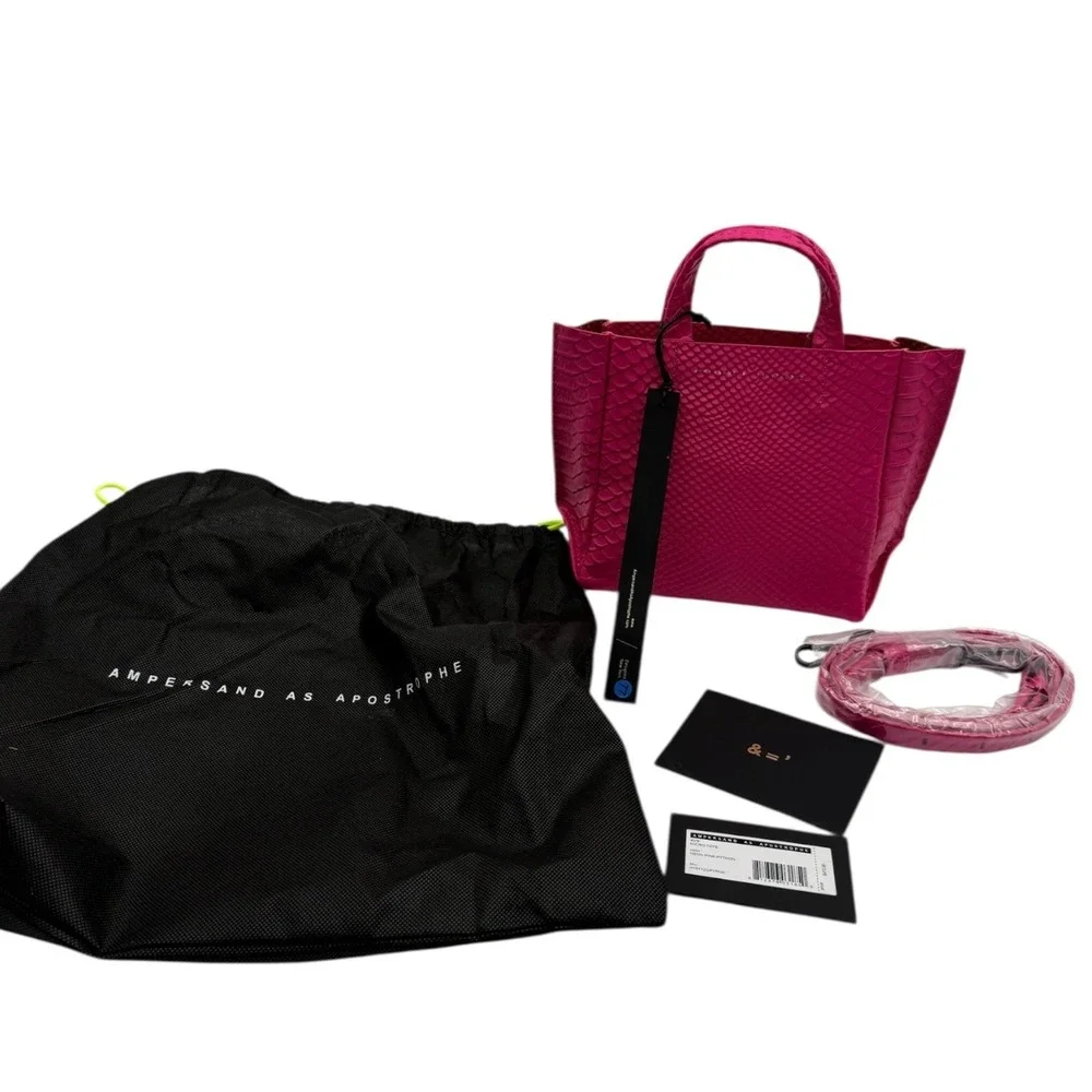 Ampersand As Apostrophe Neon Pink Python Micro Tote Leather NWT‎